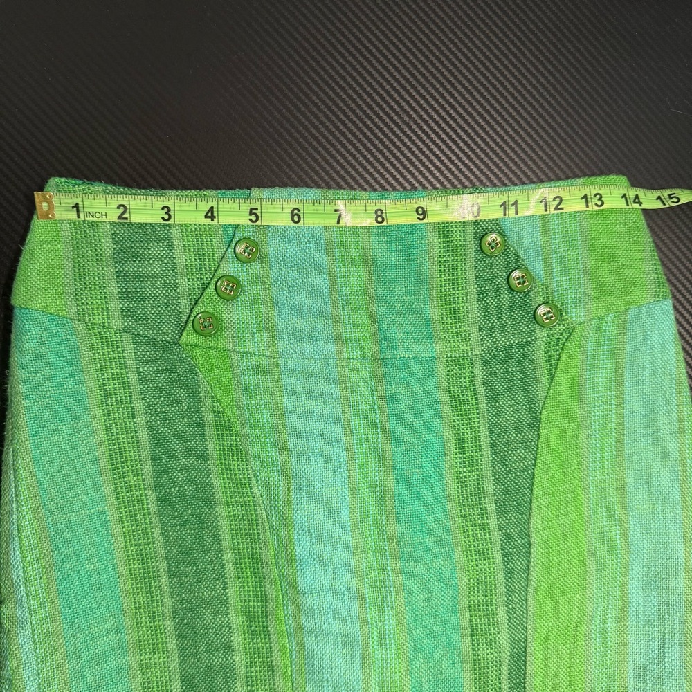 Sold- Eva Franco Green Striped Pencil Skirt Sz S - Picture 9 of 12